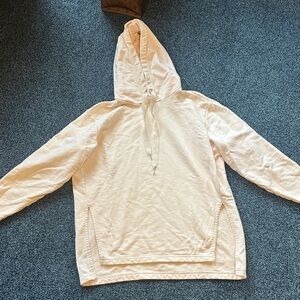 Athleta size Medium cream hoodie slits ribbon tie Euc $118